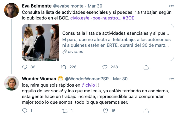 Tweet sobre Civio de Wonder Woman