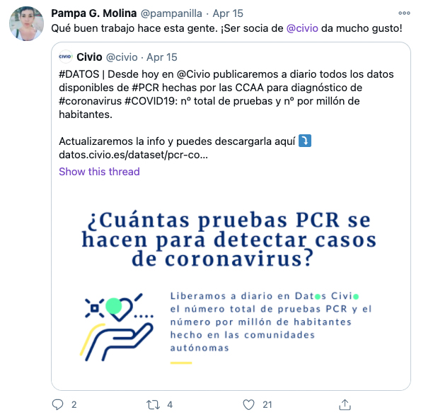 Tweet sobre Civio de Pampa G.Molina