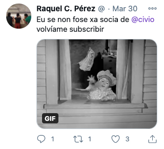 Tweet sobre Civio de Raquel C. Pérez