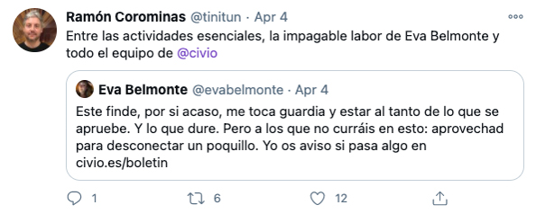 Tweet sobre Civio de Ramón Corominas