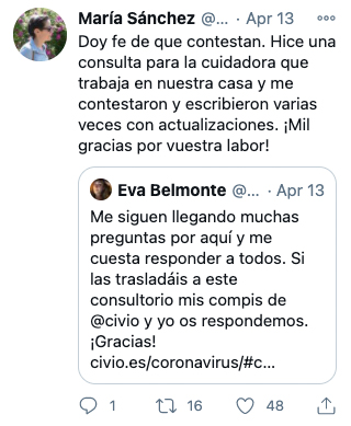 Tweet sobre Civio de María Sánchez