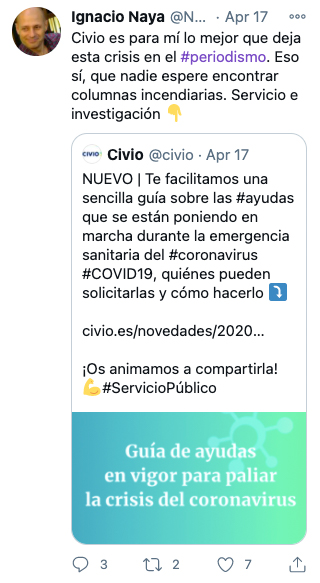 Tweet sobre Civio de Ignacio Naya