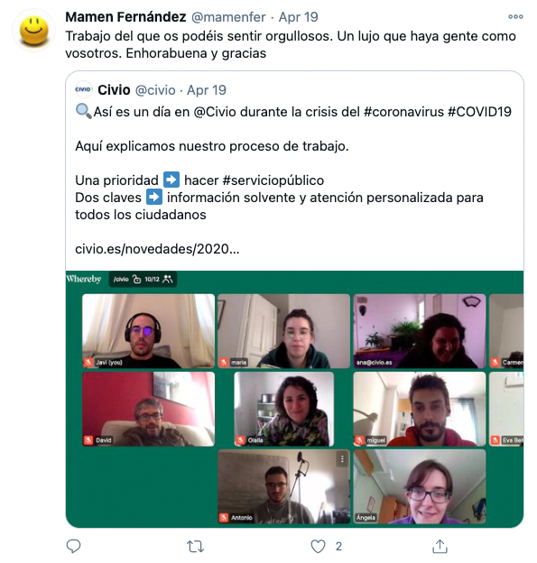 Tweet sobre Civio de Mamen Fernández