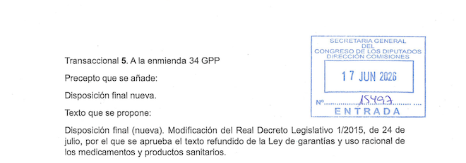 La quinta enmienda transaccional, registrada el 17 de junio de 2026